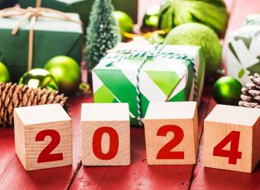 Happy New Year 2024, Christmas 2024, Christmas Gifts Placed In A